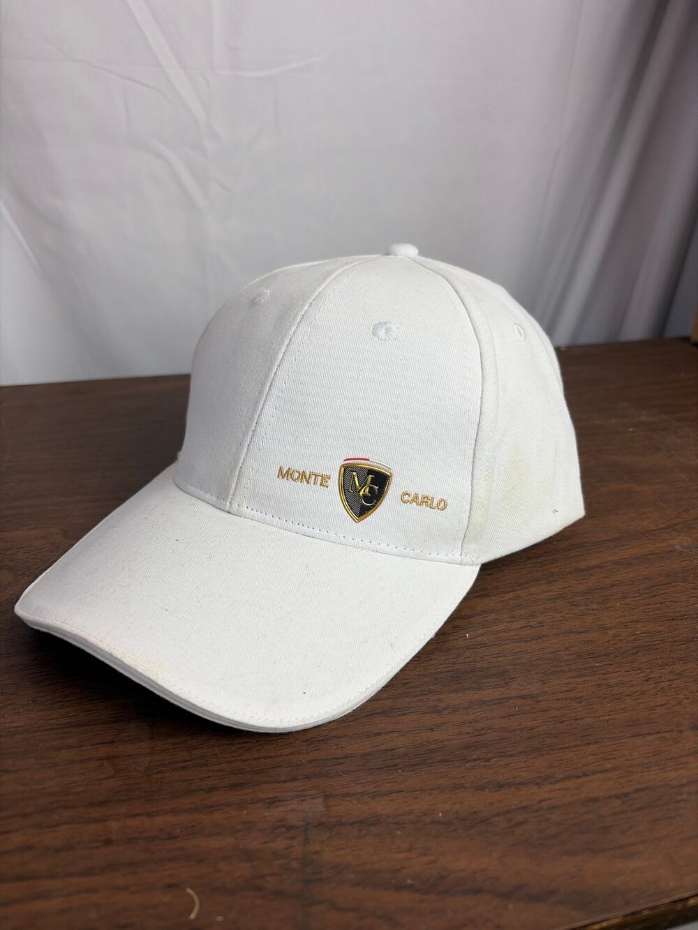 Monaco Monte Carlo Scudetto Shield Hat White Gold MC Embroidered Cap Adjustable
